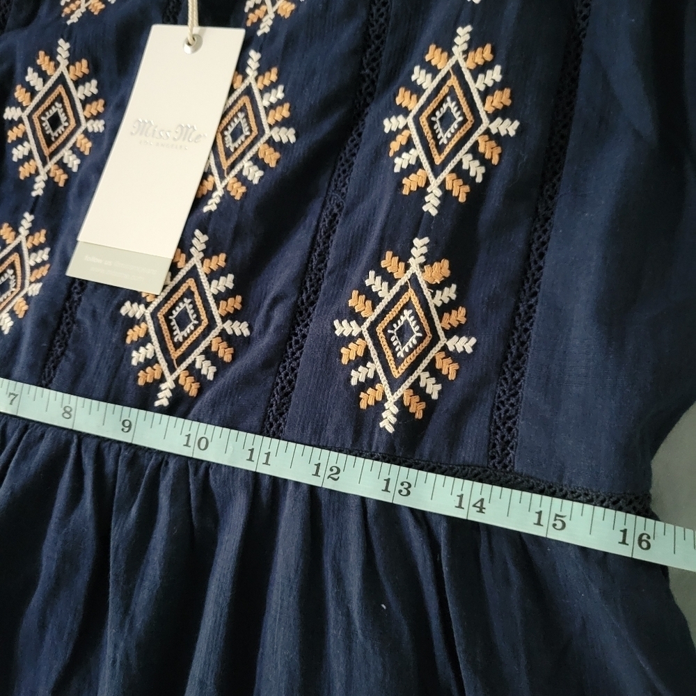 MISS ME Embroidered Ruffle Trim Mini Dress,  sleeveless SZ L NWT - Picture 11 of 12